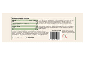 Rückseite der GreenBaron CBD-Gummibärchen – Nährwerttabelle, Zutatenliste, Verzehrempfehlung und Mindesthaltbarkeitsdatum auf Verpackung
