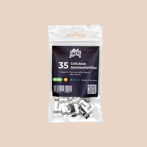 Kailar 35  Cellulose Aktivkohlefilter auf Beigen Hintergrund