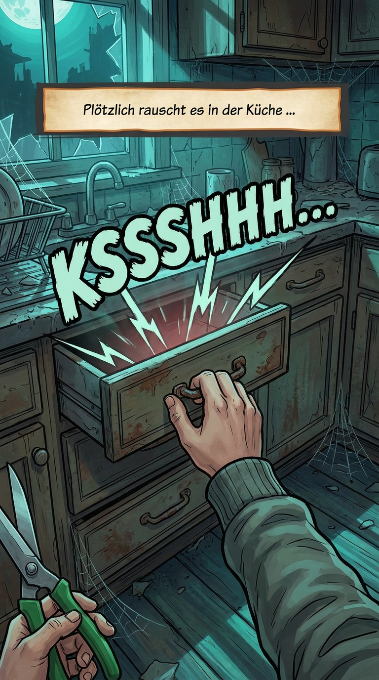 Zombieland-Comic von GreenBaron, Folge 5, Bild 1 von 3: Lenny findet ein Funkgerät, der Baron sucht Mitüberlebende und das letzte Glas Cookies Twinkies